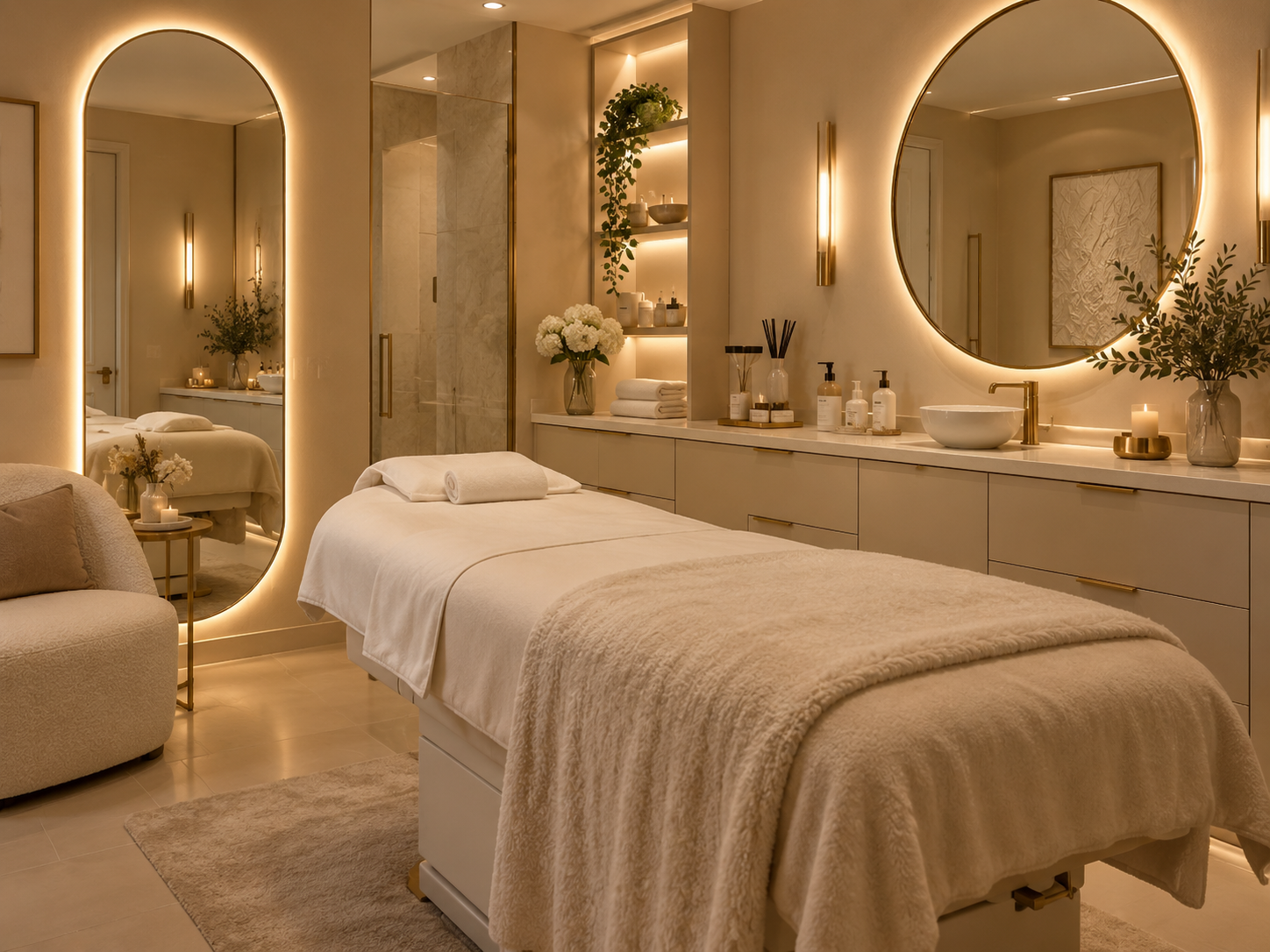 Warm, private treatment room concept